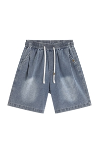 星空网纹牛仔短裤白底平铺高品质牛仔裤C323-1-K511-P38图片