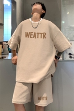 ！2025夏季新款男士华夫格短袖套装学生一套HTZ96P50，男装T恤，电商B220