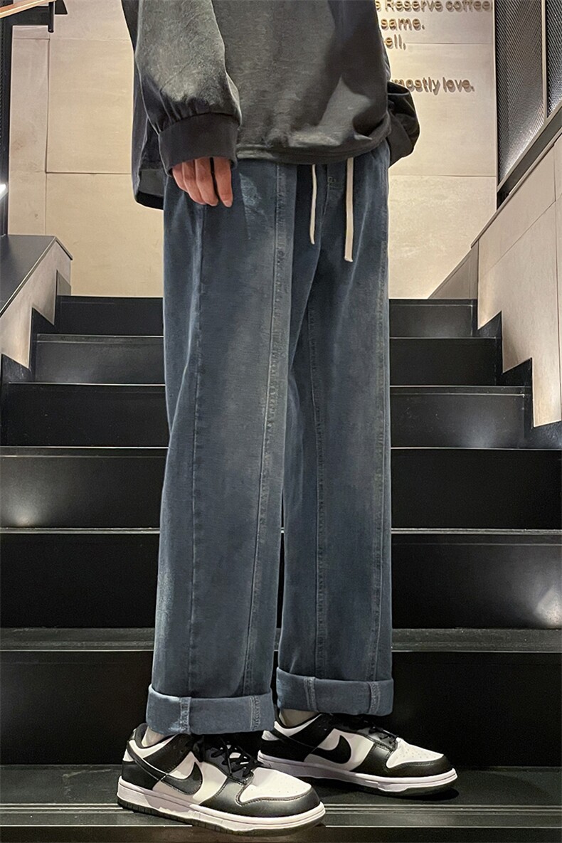 美式高街牛仔裤港风男女高级垂感直筒阔腿休闲裤B381-1/772P48,男装牛仔裤,电商B381-1