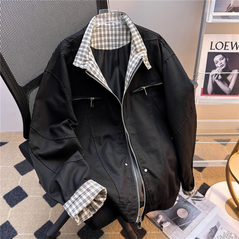 JK8569-P76春秋款哈灵顿短款牛仔外套男女硬汉风立领牛仔衣,男装工装外套,电商B323A