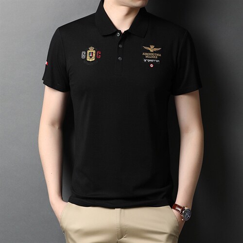 POLO衫男士短袖t恤翻领2023夏季新款潮牌休闲商务男装上衣图片