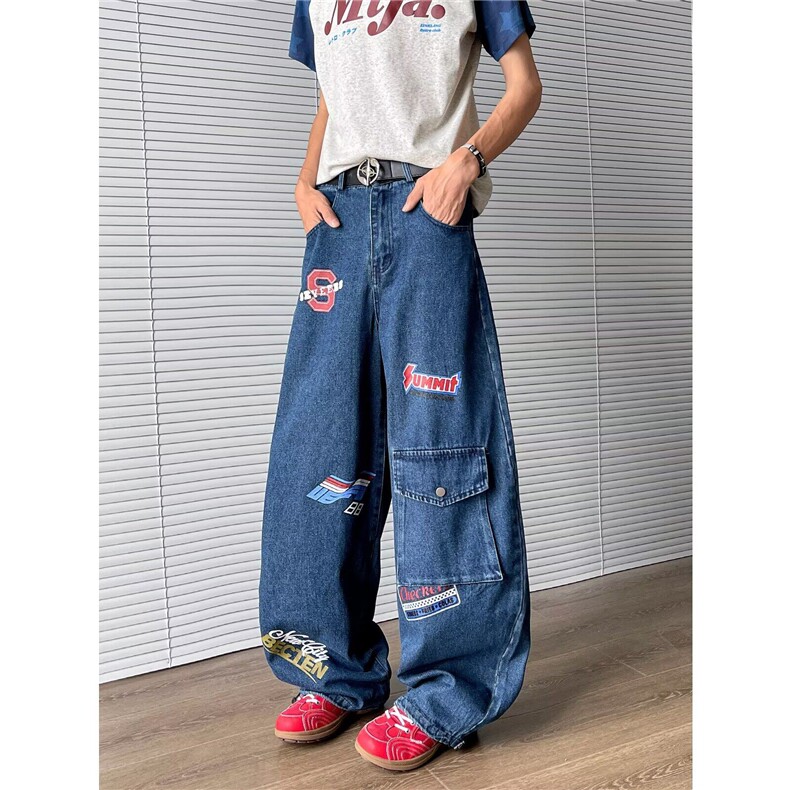 美式高街牛仔裤男士韩版潮流帅气百搭2025夏季ins长裤RK2719-P52，男装牛仔裤，星座412-3