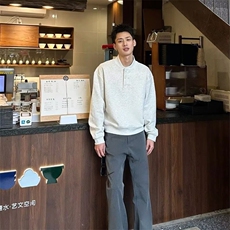 气质流行文艺ins新款简约日系亨利领双排拉链卫衣时尚潮流原宿，男装卫衣，星座506A