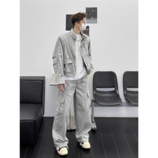 现货得物二开复古工装宽松立领水洗cleanfit夹克美式JK1252-P98，男装夹克，星座1103-3