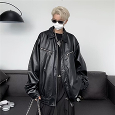 美式设计感拉链皮衣外套男女春秋季高级感宽松机车夹克潮JK8531，男装夹克，星座1116A-1（原606A）