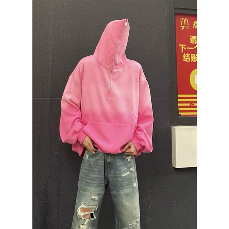 渐变扎染卫衣金属拉链设计感连帽上衣外套WY888-P65,女装短外套,星座1213