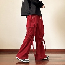 美式街头hiphop裤子男ins欧美灯芯绒拉链工装裤休闲裤K0917-P43，男装休闲裤，星座308B-1