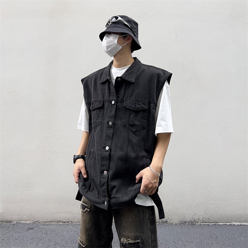 [012]牛仔马甲潮男潮牌宽松无袖坎肩夹克工装外套A079-8006-P50,男装夹克,电商A079