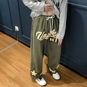 美式印花休闲裤男春秋ins潮牌宽松运动裤情侣百搭拖地裤K446-p42图片