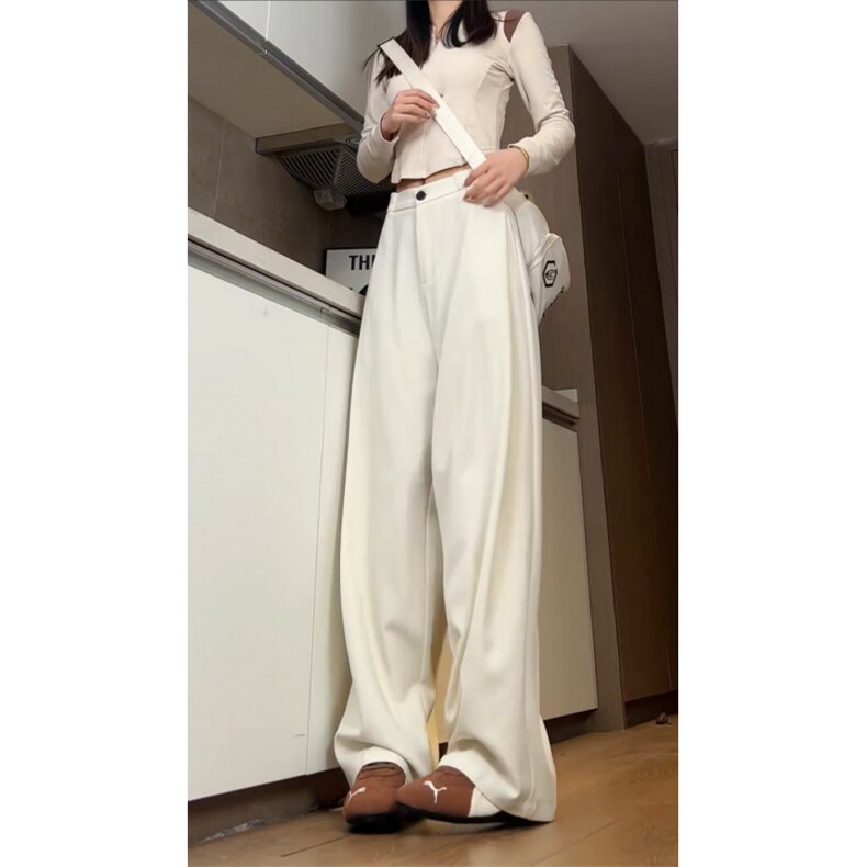 垂感阔腿西装裤cleanfit高级感直筒休闲长裤504-K868-P40控68图片