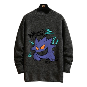 2021秋冬新无影墙日系大码男卡通恶魔注册印花毛衣针织衫MY09-P45图片