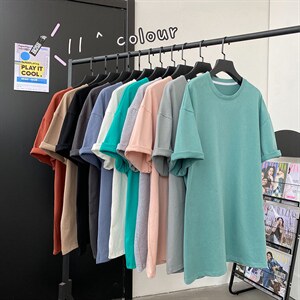 春夏纯色圆领短袖T恤男韩版潮流宽松打底五分袖上衣A511T图片