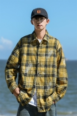 25年春季格子衬衫长袖大码宽松落肩现货DS-C323-1-2387-特批35，男装衬衫，电商C323-1