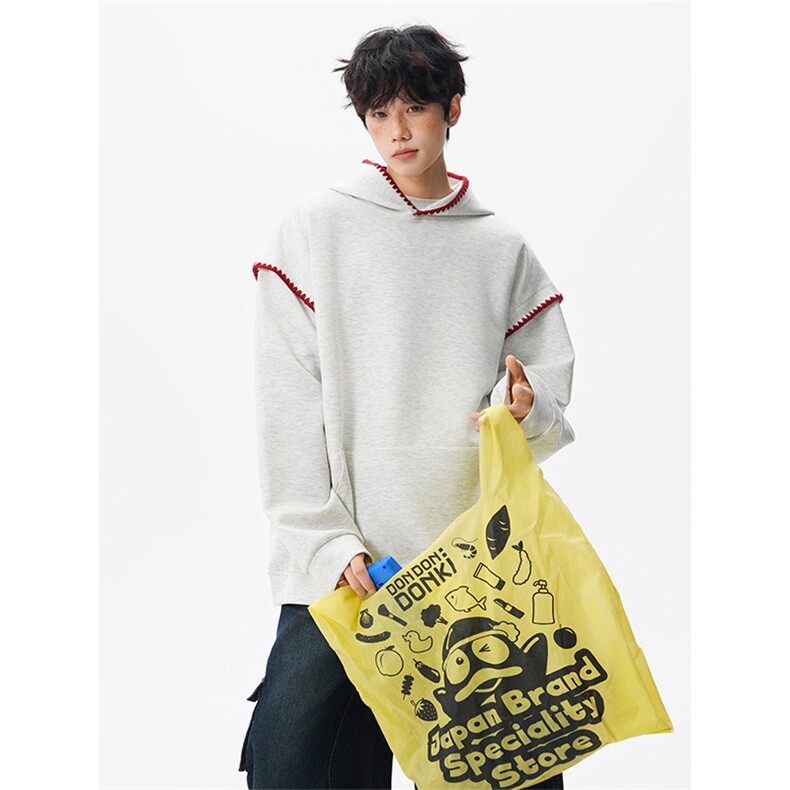 WY10155-特P48控88新款连帽贝壳绣花麦穗提花大码男宽松情侣卫衣，男装卫衣，电商A059