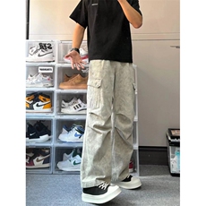 【有货的】杏色扎染工装裤男女美式复古大口袋裤子G810WW-特P58，男装工装外套，星座1007（原301D）