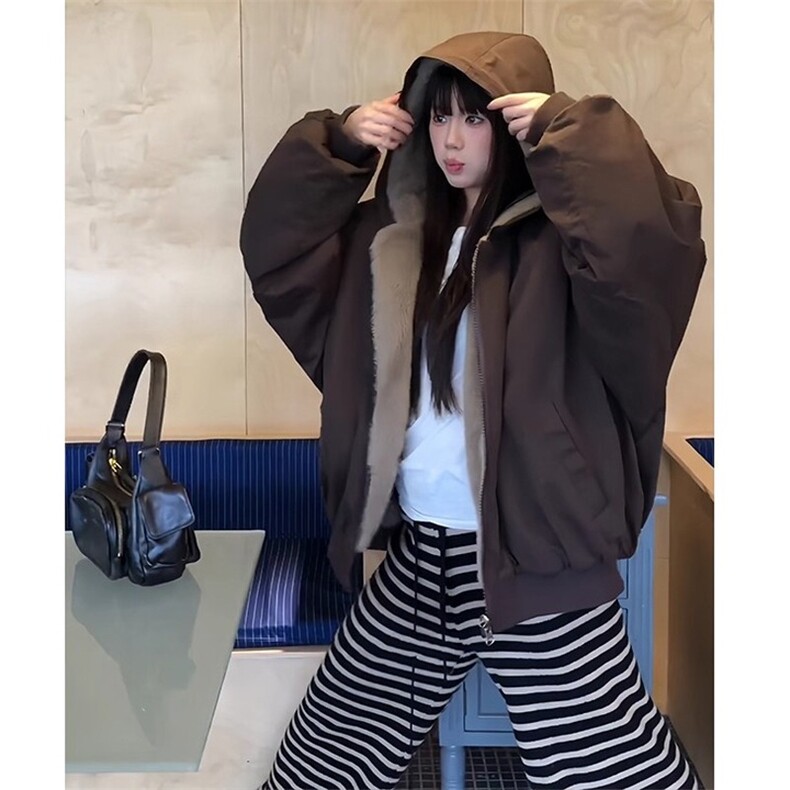 美式复古座山雕短款连帽毛领棉服秋冬新款毛绒绒派克服棉衣外套,男装棉衣,星座601-1
