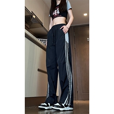 现货夏季速干情侣撞色拼接条纹休闲裤女运动长裤男K650-P45控68，男装休闲裤，星座205-5
