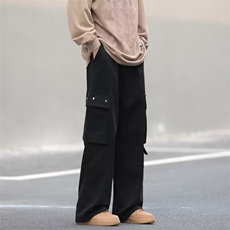 小众设计感直筒休闲裤2024春季新款大口袋工装裤男现货K7764-P43，男装休闲裤，星座512-3