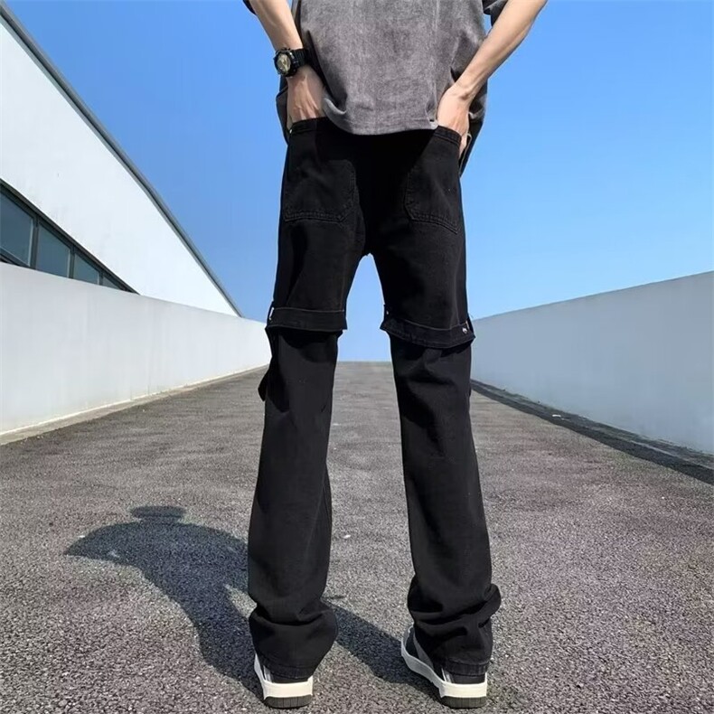 高街排扣工装裤男直筒修身微喇裤子美式街头潮牌休闲长裤N121/P42,男装工装外套,星座506