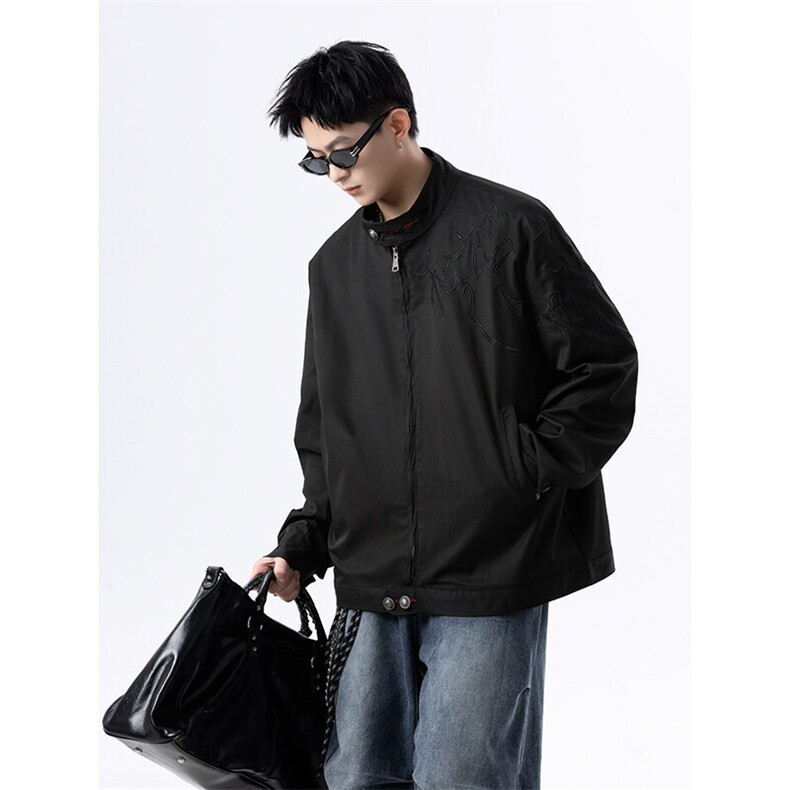 春季新款港风美式提花刺绣痞帅立领夹克男XZ213-JK1000-P88控118,男装夹克,星座213