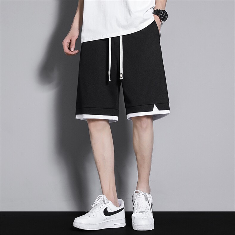 夏季短裤男宽松潮YOA景假两件纯色百搭五分裤运动短裤CK2410-P29,男装休闲裤,星座717