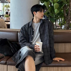现货！！春装ins风宽松长袖衬衫男装休闲衬衣外套XZ716A-CS809P55图片