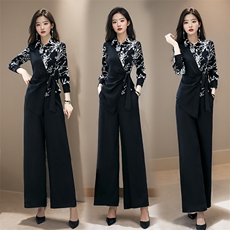 职业套装女2025年春秋新款时尚气质女神范干练工作服阔腿裤两件套，女装套装/套裙，依路服饰