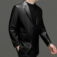 8016秋冬新款海宁男士皮衣皮西服休闲男装外套百搭P750，男装皮衣，电商B360