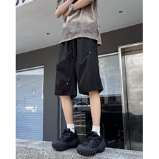 美式速干工装短裤男夏季oversize设计感铆钉尼龙裤子冰丝五分中裤，男装牛仔裤，星座601-2