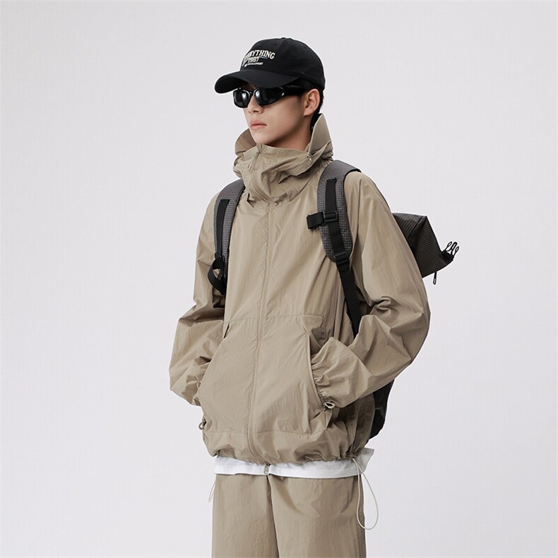 夏季新款皮肤衣冰丝锦纶透气连帽情侣款插袋抽绳防晒衣2501-P45，男装夹克，星座1403A