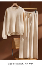 2025年秋季休闲风下摆带弧度时尚百搭通勤套装，女装套装/套裙，玛莎羊绒