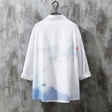 1日系休闲大码M-5XL潮流风短袖衬衫男灰墙风QCS7250P45控68，男装T恤，星座226-2