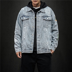 jk822-p80M-5XL黑墙ins牛仔夹克拉链破洞大码男日系CITYBOY，男装夹克，星座103A