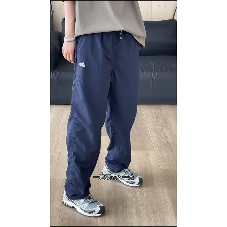 藏青色三角标裤子男款夏季薄款速干防水冲锋裤直筒户外运动工装裤,女装休闲裤,星座1210-1