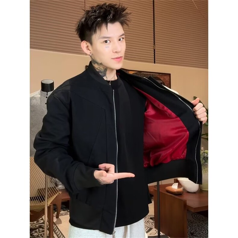 R3006-P582025春装新款男士春秋季立领夹克简约潮流外套上衣，男装夹克，电商B323A