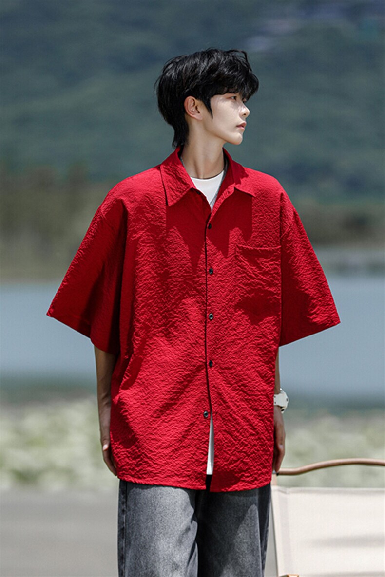 8XL-M泡泡纱盐缩肌理短袖衬衫男夏季冰丝外套防晒衬衣DC28011P36,男装衬衫,电商B312