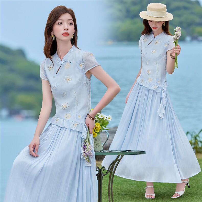 2026年夏季女高级感新中式刺绣花色套裙，女装套装/套裙，贝蕾酷儿