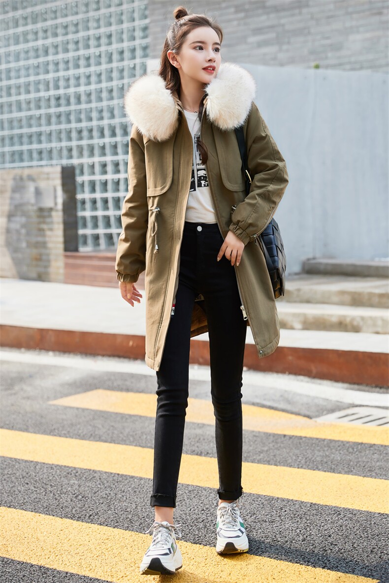 2021冬季新款时尚气质大毛领派克服，女装棉衣/棉服，贵人树