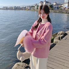 现货新款2183-P390-K569双面羊绒带袖毛狐狸毛可脱，女装双面呢大衣，韩然一族