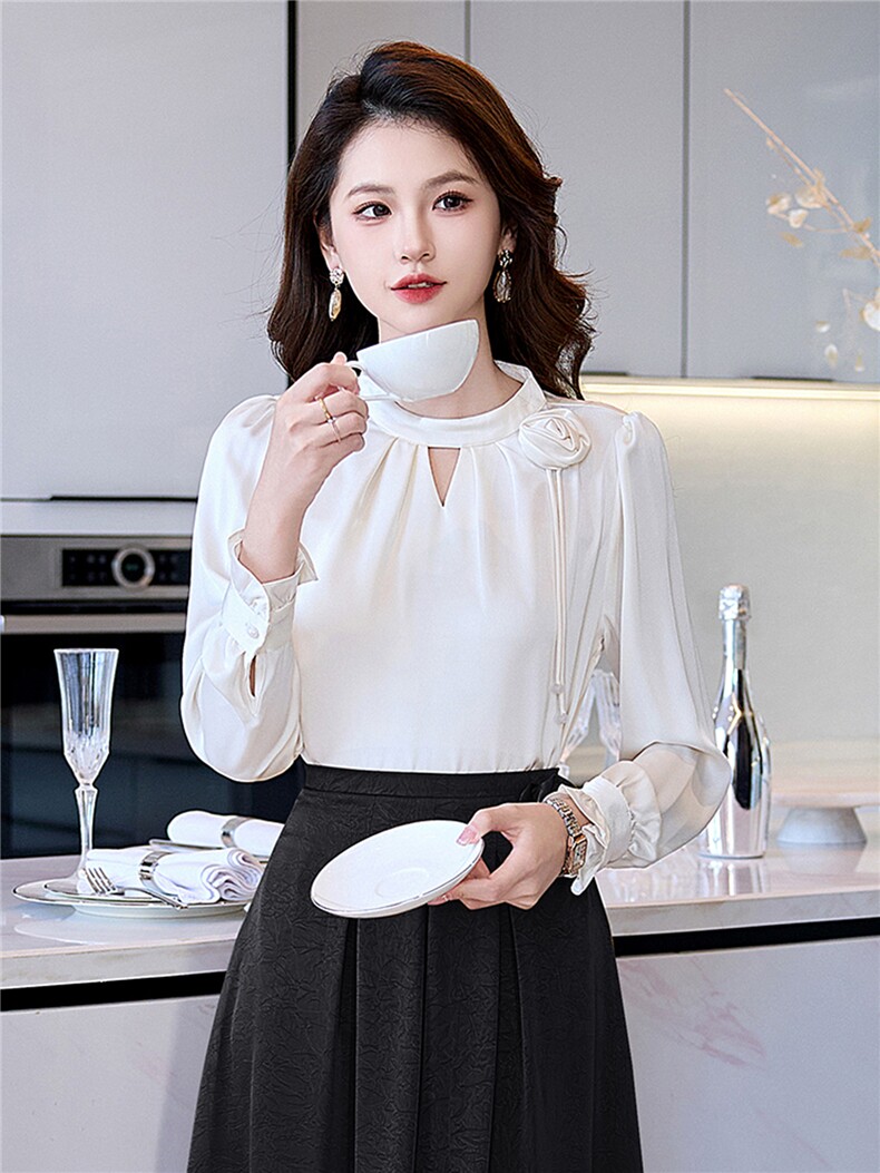 BAO现货2026秋季新款时尚气质优雅女高级感减龄显瘦长袖百搭衬衣,女装衬衫,卡杰菲