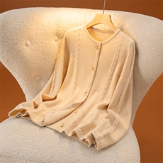 2025年秋季时尚百搭休闲麻花鼓包开衫，女装羊绒衫，盛世绒华