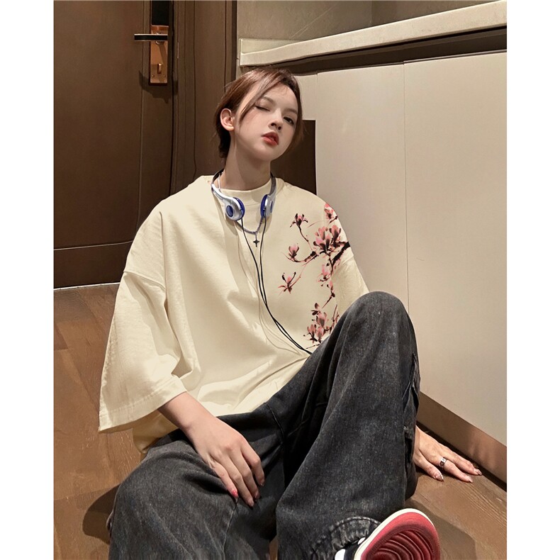 抖音品质直播得物风新中式印花短袖T恤dcm296-特批20控38,男装T恤,星座605(原A050)