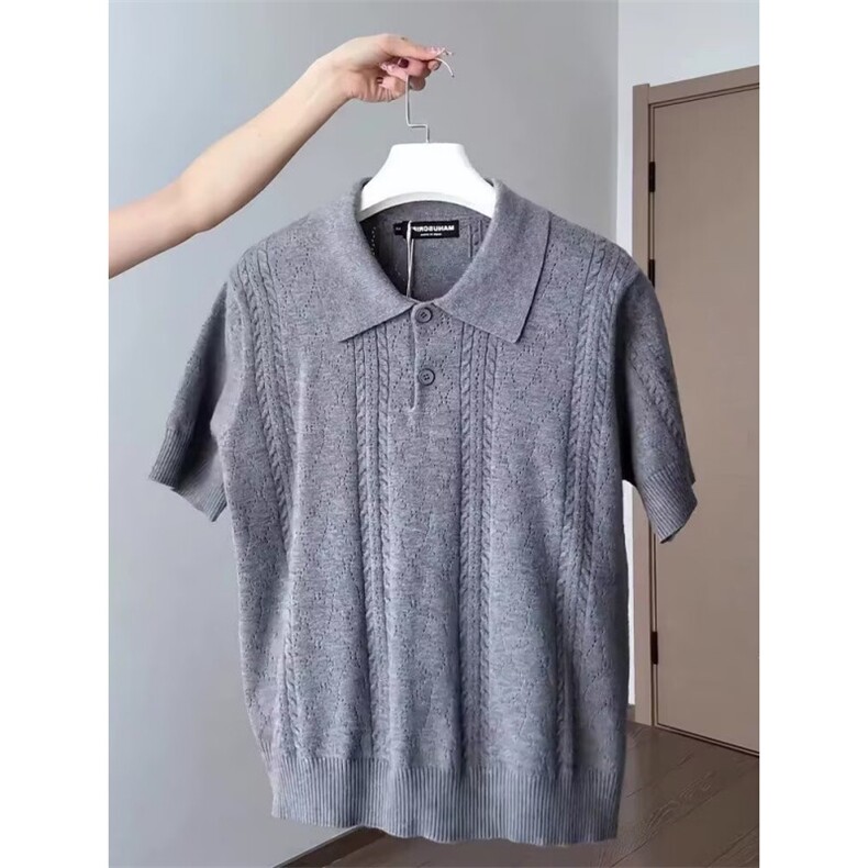 网图+夏秋老钱风麦穗提花针织POLO衫W1309/特P40,男装Polo衫,电商B350