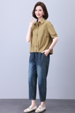 时尚宽松水洗牛仔套装女夏季新款休闲显瘦两件套气质百搭潮流，女装套装/套裙，叶笙衣