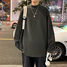 秋冬半高领打底衫男双面德绒长袖T恤大码m-5xlt52P15，男装T恤，星座1013-1