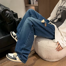 牛仔裤男款秋冬季高街vibe直筒阔腿裤子潮牌宽松时尚百搭休闲长裤，男装牛仔裤，星座1210-1