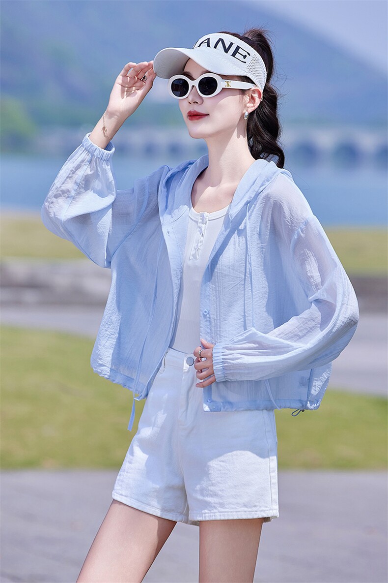 衣女新款薄款透气轻薄连帽开衫多巴胺外穿通勤外套女2026夏季外套,女装防晒衣,靓衣阁