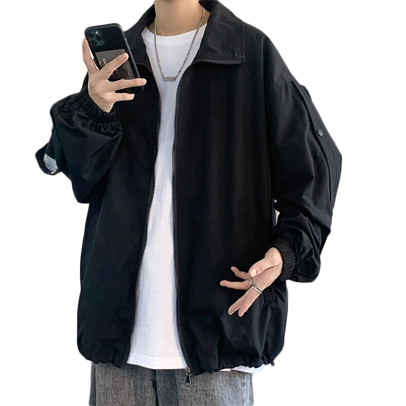 JK3089/P55秋装撞色排扣运动夹克男韩版大码宽松外套上衣男,男装夹克,电商A141