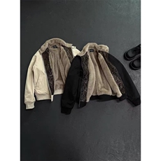 冬季美式拼蛇皮纹PU皮棉衣ing短款保暖夹克座山雕棉服男女款，男装夹克，星座506A