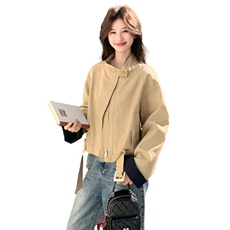 卡其色短款工装风衣夹克外套女春秋2026新款时尚小个子巨好看上衣，女装短外套，2C159
